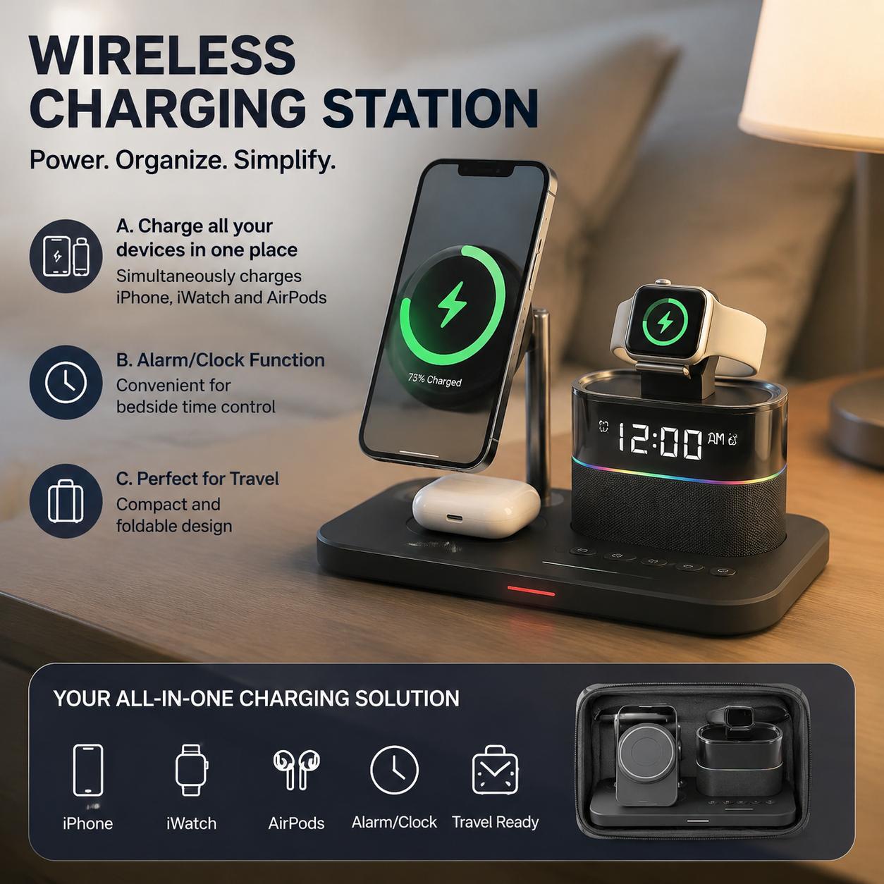 Smart Home Device - محطة شحن لاسلكية مغناطيسية للهواتف سلسلة