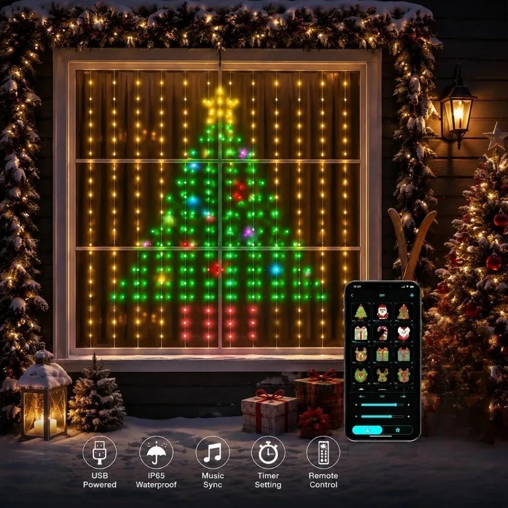 ستائر إضاءة LED بكسل مع تحكم ع - مراجعة Smart Home Decor وسعره